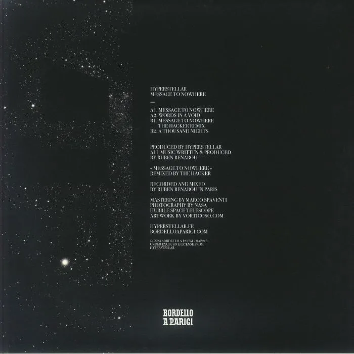 Back cover — HYPERSTELLAR — Message To Nowhere