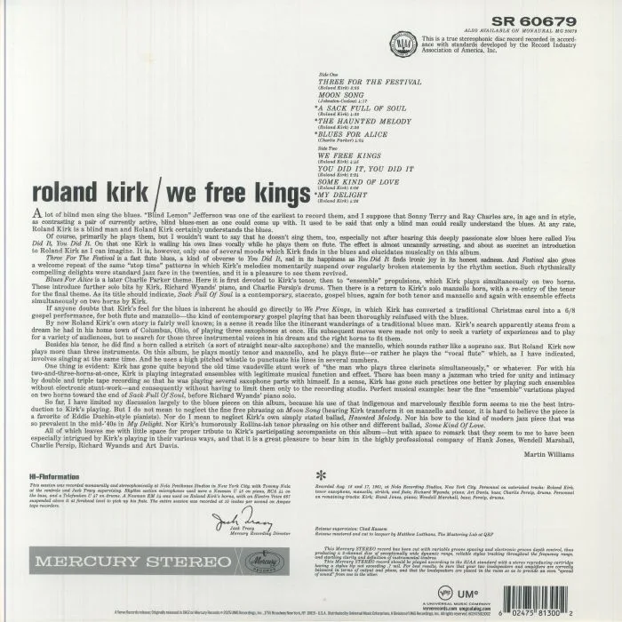 Обратная сторона обложки — Roland KIRK — We Free Kings (Acoustic Sounds Series)