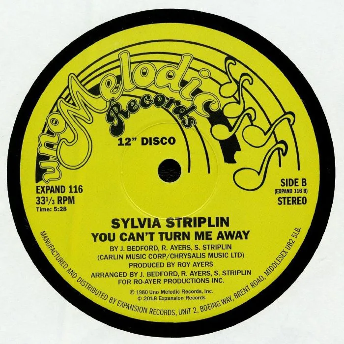 Back cover — Sylvia Striplin — Give Me Your Love / You Can't Turn Me Away