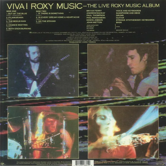 Обратная сторона обложки — ROXY MUSIC — Viva! Roxy Music (50th Anniversary Edition) (Record Store Day RSD 2026) (B-STOCK)