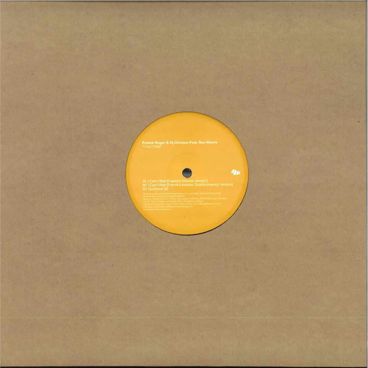Back cover — Franck Roger/Dj Christos — I Can't Wait