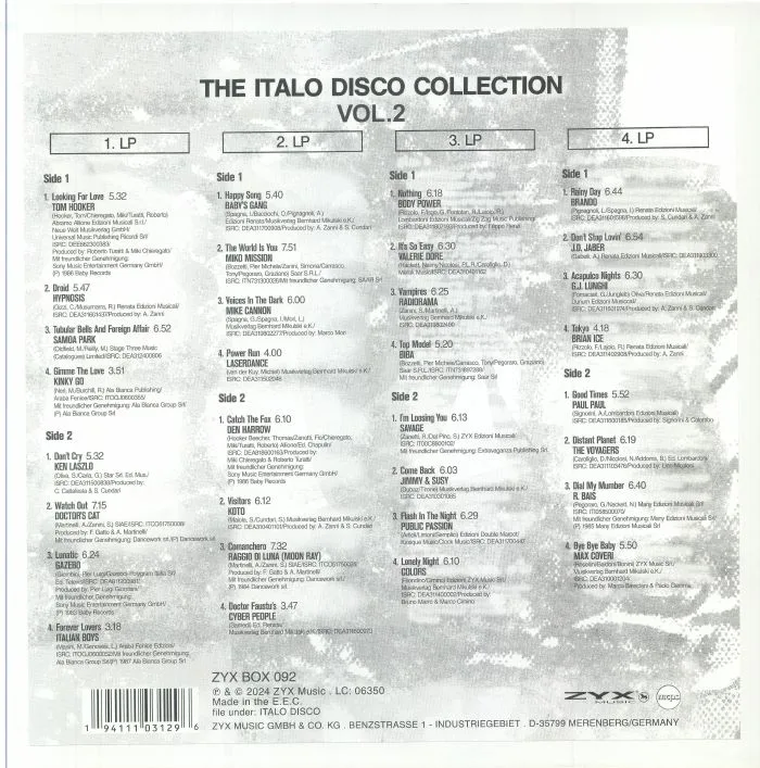 Back cover — VARIOUS — The Italo Disco Collection Vol 2