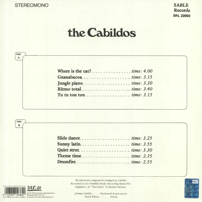 Обратная сторона обложки — The CABILDOS — Where Is The Cat? (reissue) (Record Store Day RSD 2021)