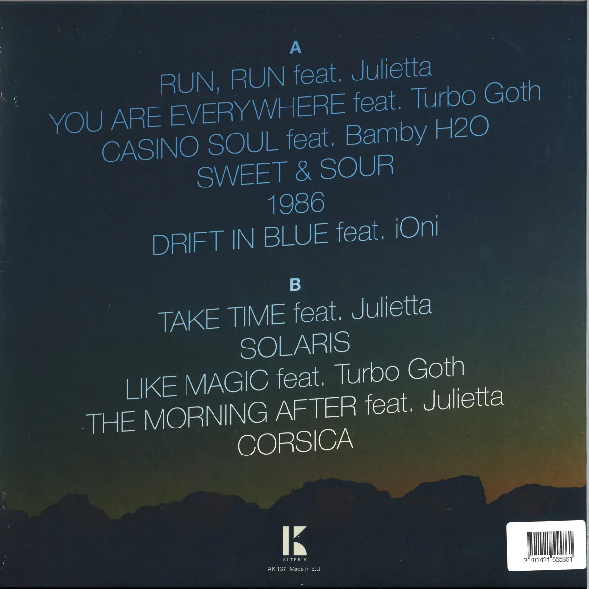 Back cover — Kid Francescoli — Sunset Blue lp