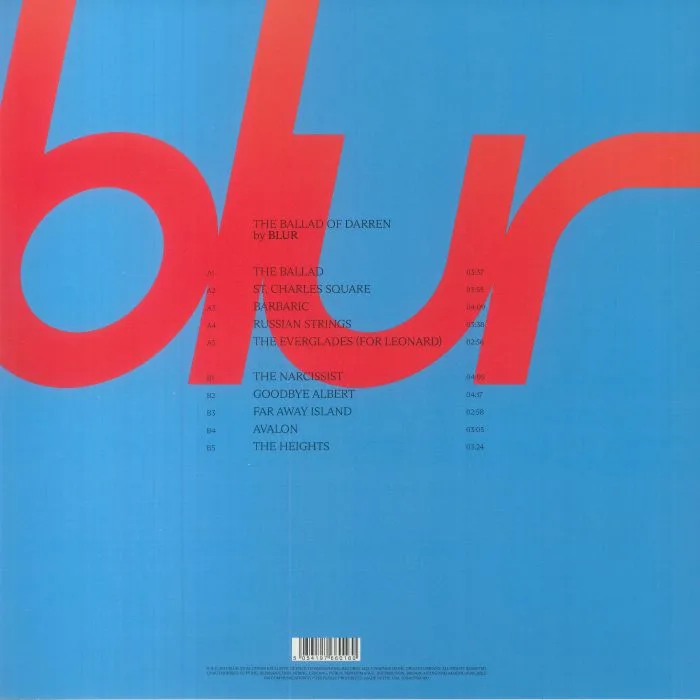 Back cover — BLUR — The Ballad Of Darren