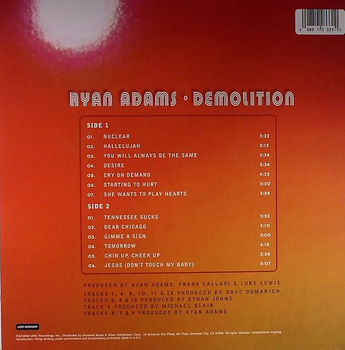 Back cover — Ryan ADAMS — Demolition