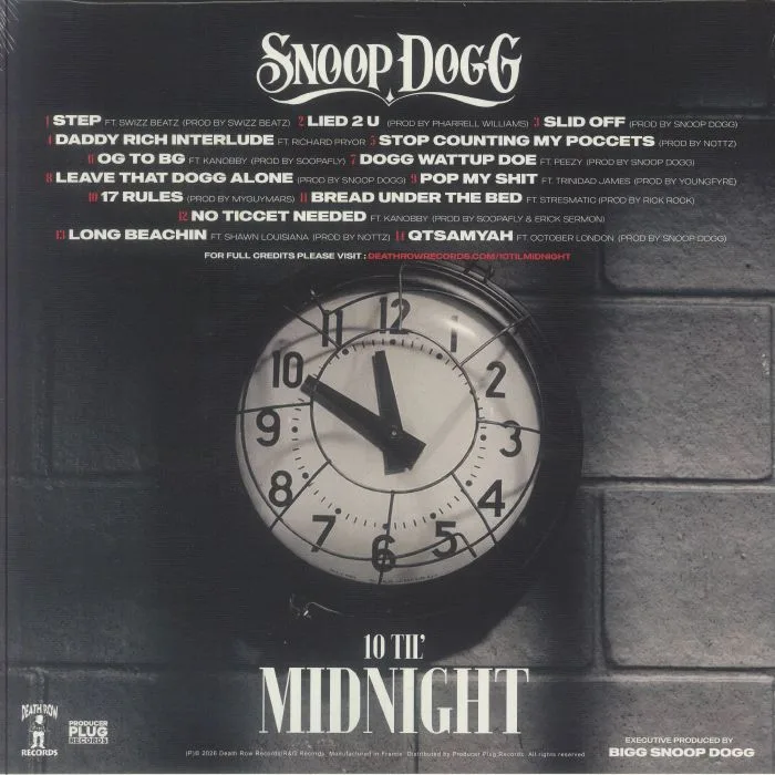 Обратная сторона обложки — SNOOP DOGG — 10 Til' Midnight