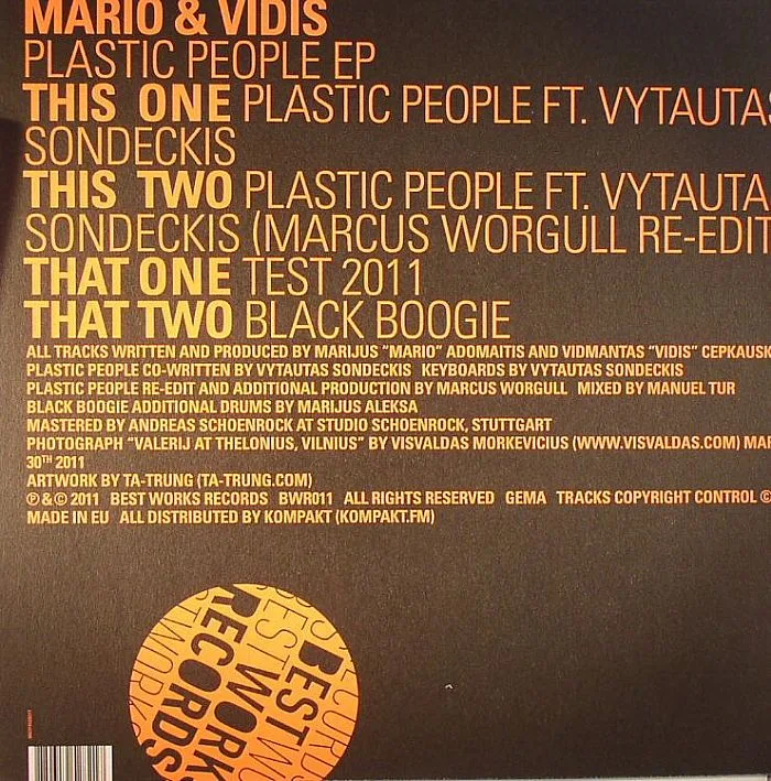 Обратная сторона обложки — MARIO & VIDIS — Plastic People EP