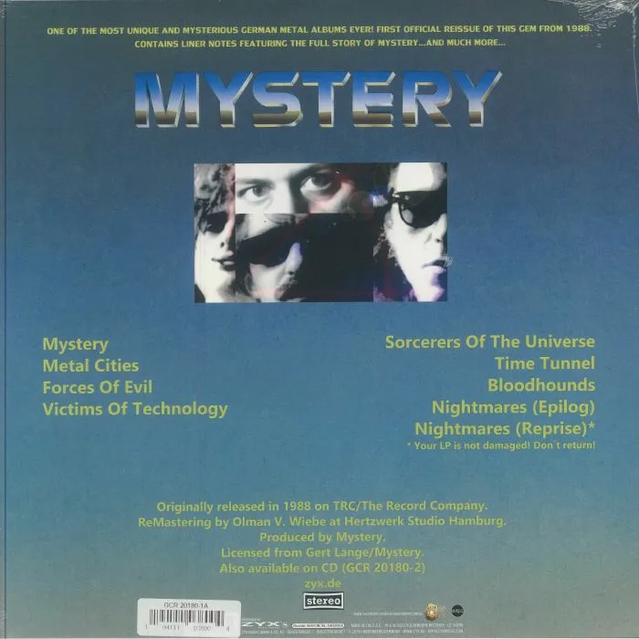 Обратная сторона обложки — MYSTERY — Mystery
