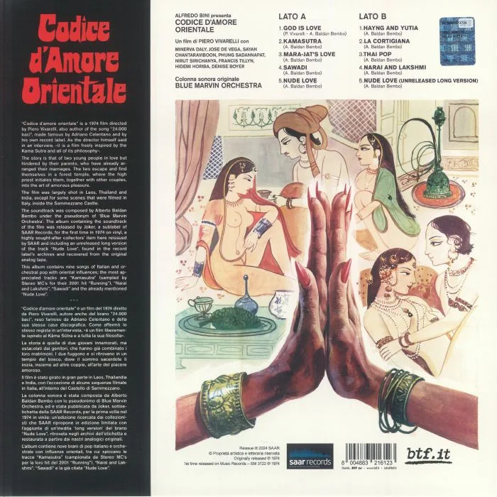 Обратная сторона обложки — BLUE MARVIN ORCHESTRA — Codice D'Amore Orientale (Soundtrack) (reissue)
