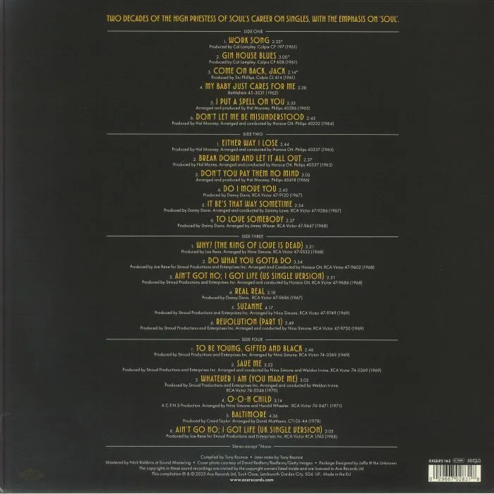 Back cover — Nina SIMONE — Let It All Out: Selected Singles 1961-1978