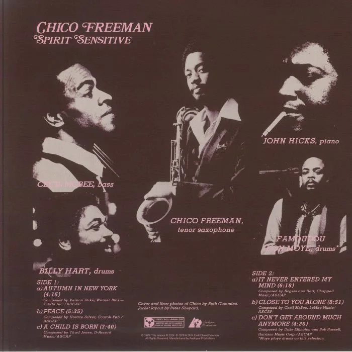 Back cover — Chico FREEMAN — Spirit Sensitive (reissue)