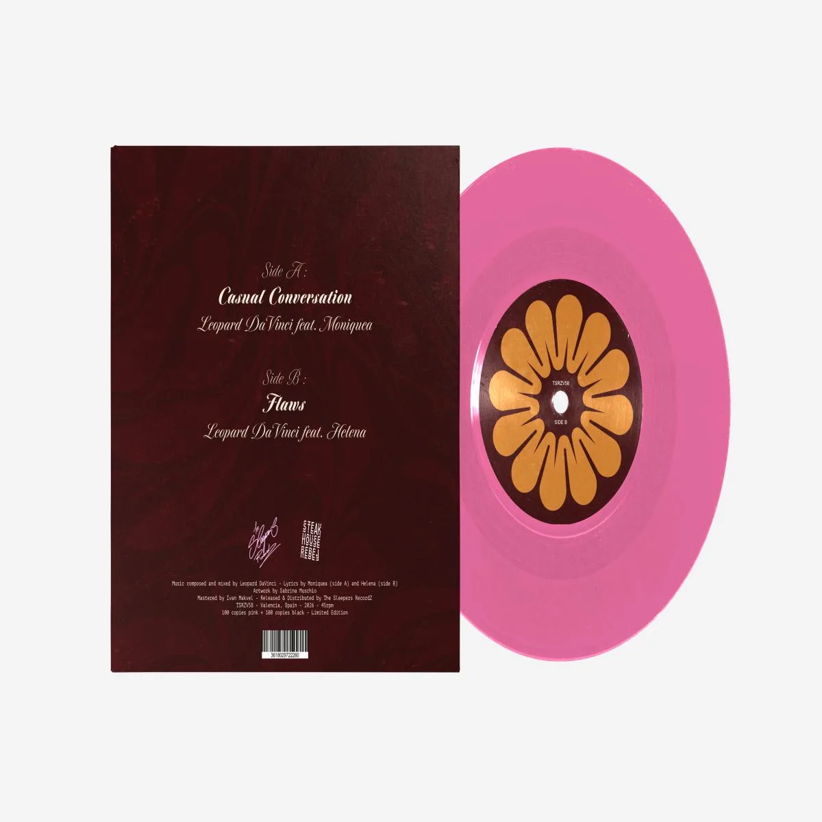 Обратная сторона обложки — Leopard DaVinci + Moniquea & Helena — Casual Conversation / Flaws (7")