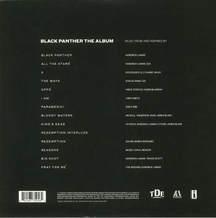 Обратная сторона обложки — VARIOUS — Black Panther The Album (Soundtrack)