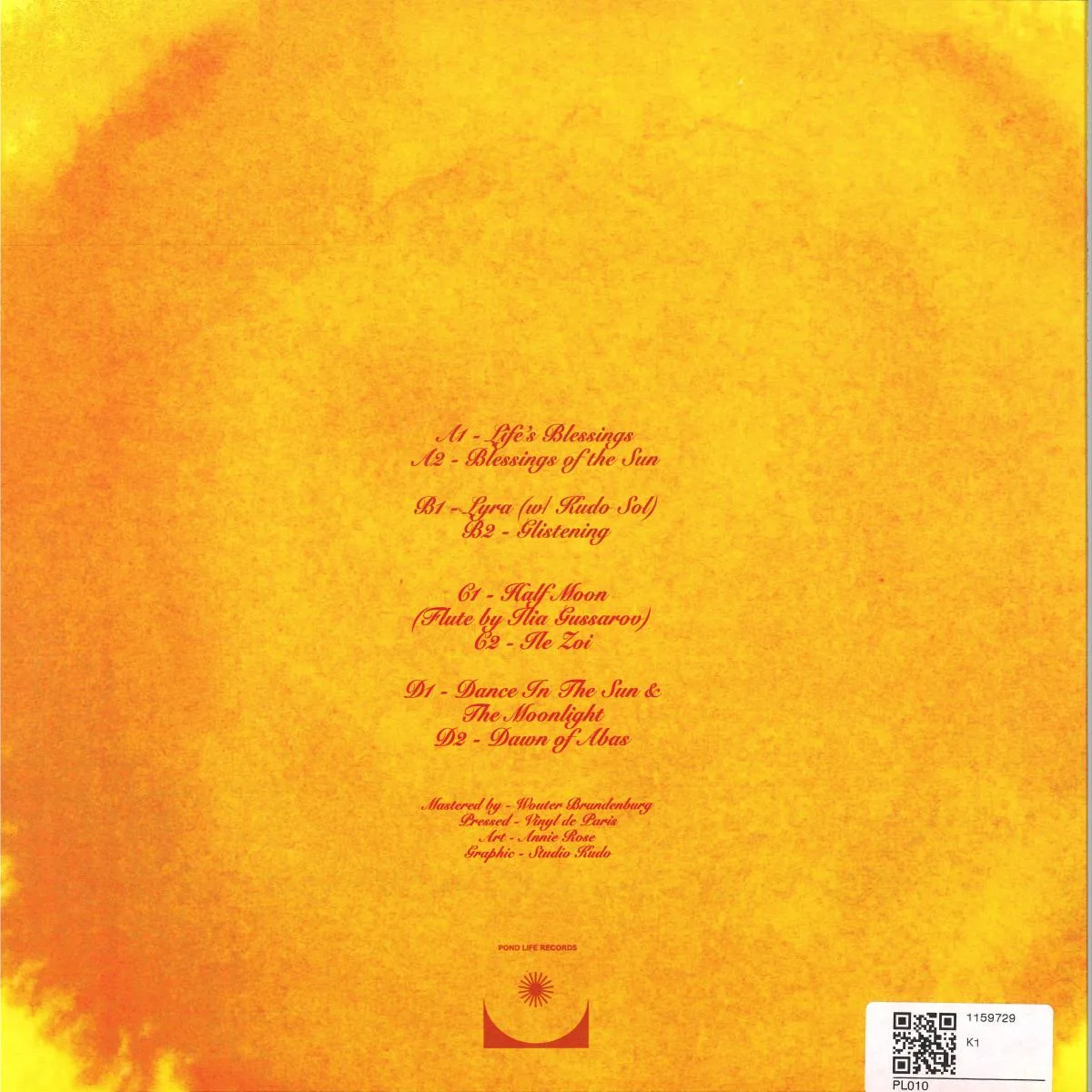 Back cover — Humble B Flat — Blessings of the Sun LP 2x12"