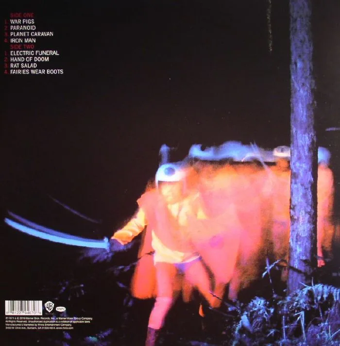 Back cover — BLACK SABBATH — Paranoid