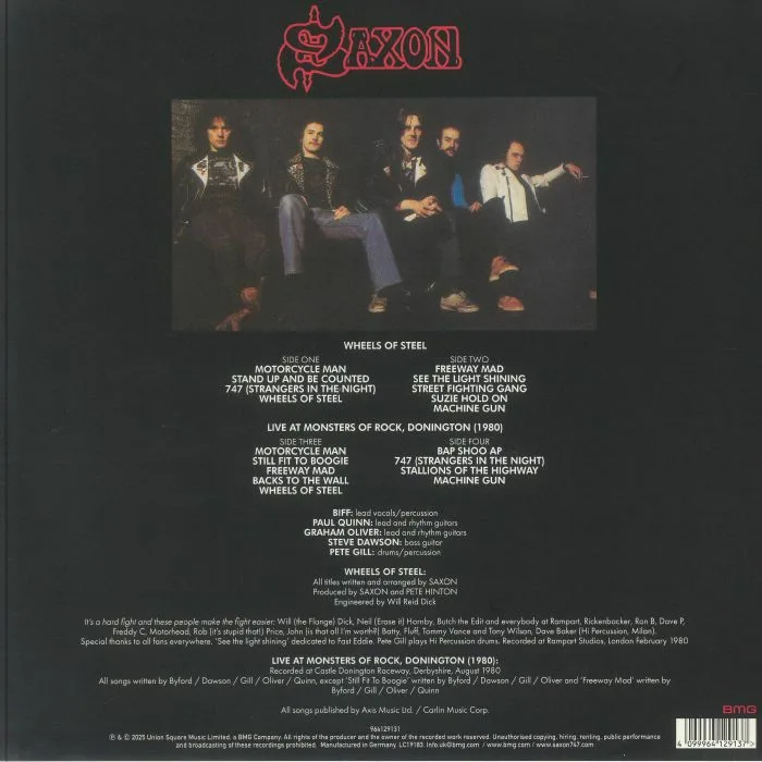Обратная сторона обложки — SAXON — Wheels Of Steel (Record Store Day RSD 2025) (B-STOCK)