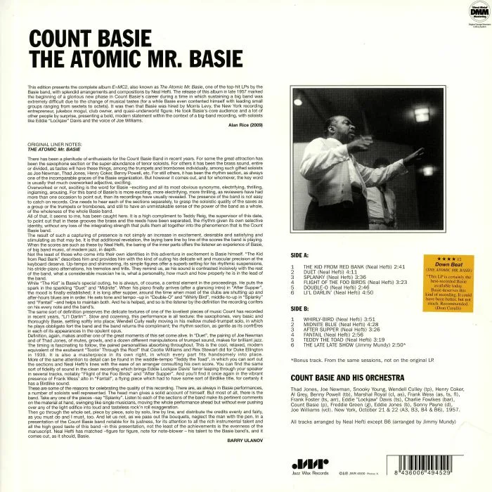 Обратная сторона обложки — COUNT BASIE — The Atomic Mr Basie