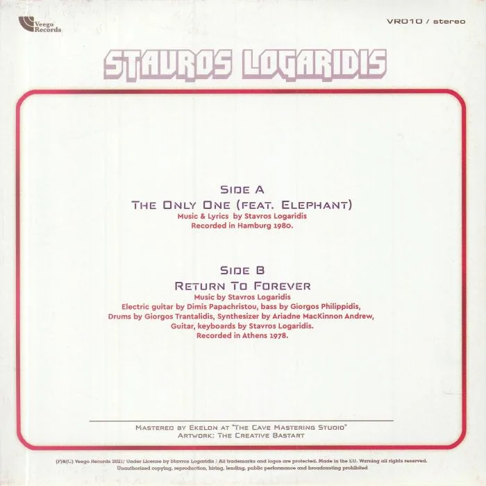 Back cover — Stavros LOGARIDIS — The Only One
