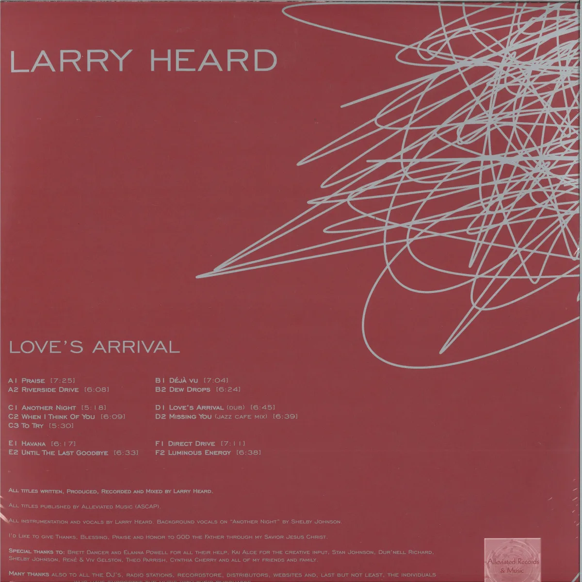 Обратная сторона обложки — Larry Heard — Love's Arrival 3x12"