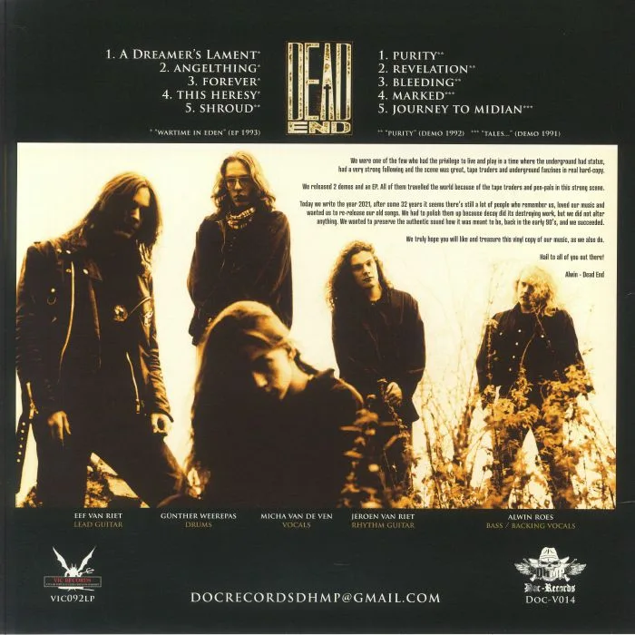 Back cover — DEAD END — Forever Is Not Eternal