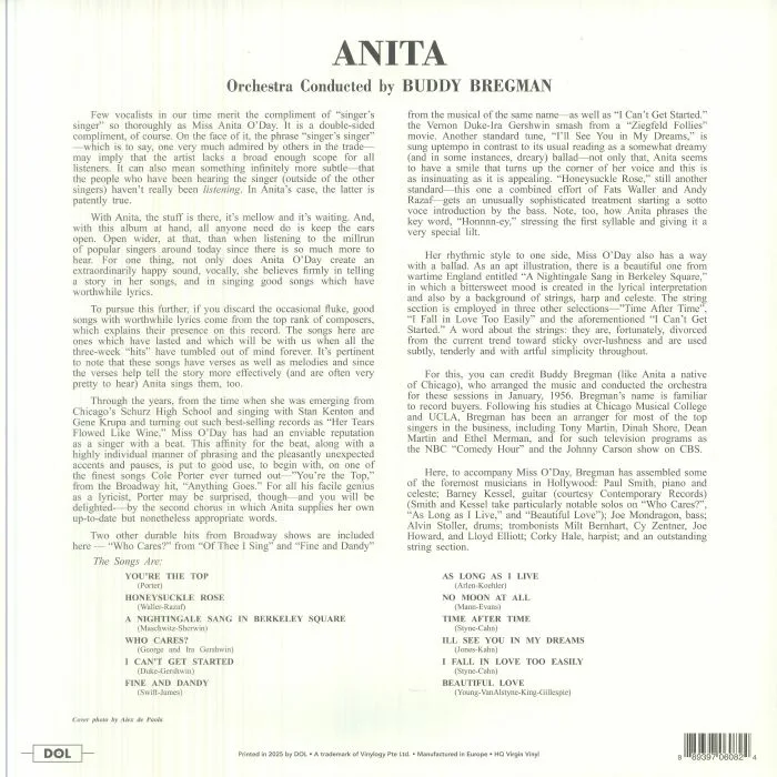 Обратная сторона обложки — Anita O'DAY — Anita (reissue)