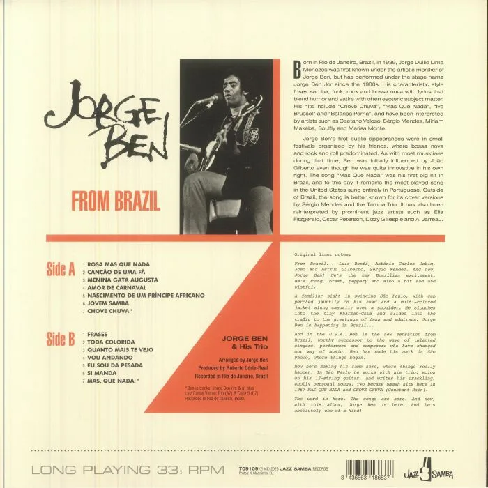 Back cover — Jorge BEN — From Brazil