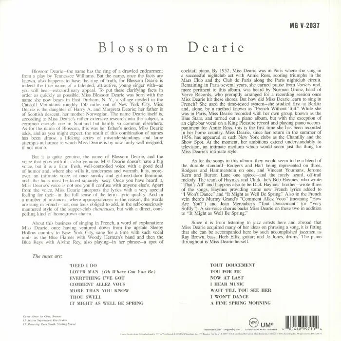 Back cover — BLOSSOM DEARIE — Blossom Dearie
