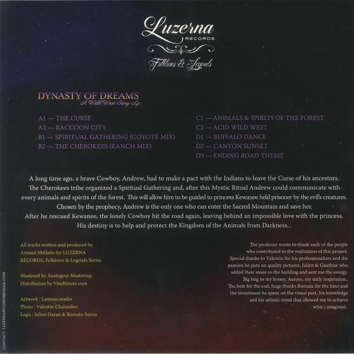 Back cover — DYNASTY OF DREAMS — A Wild West Story LP (B-STOCK)