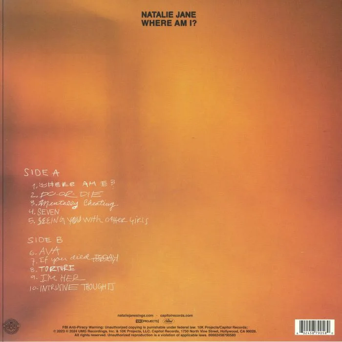 Back cover — Natalie JEAN — Where Am I (B-STOCK)