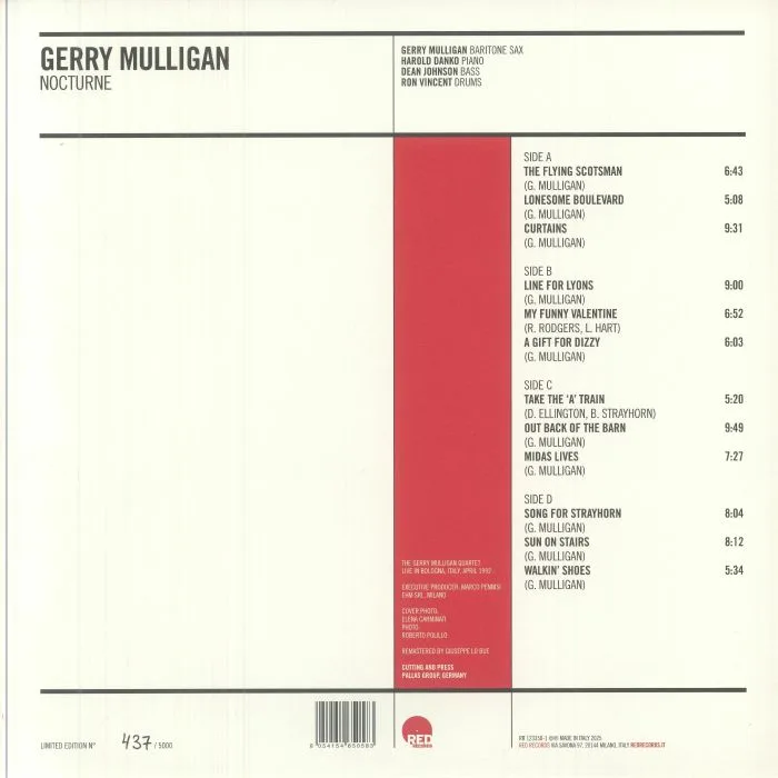 Обратная сторона обложки — Gerry MULLIGAN — Nocturne (Record Store Day RSD 2025)