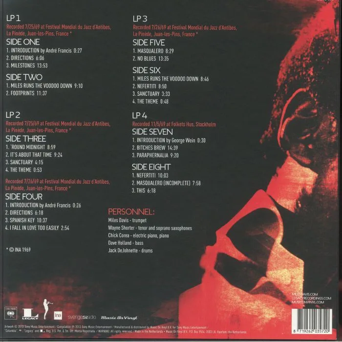 Обратная сторона обложки — MILES DAVIS QUINTET — Live In Europe 1969: The Bootleg Series Vol 2