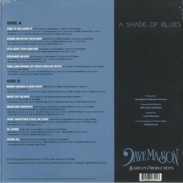 Обратная сторона обложки — Dave MASON — Shade Of Blues