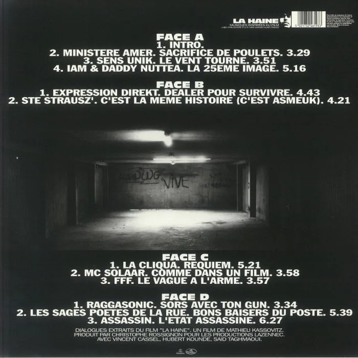 Обратная сторона обложки — VARIOUS — La Haine: Musiques Inspirees Du Film