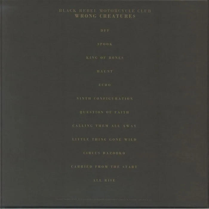 Back cover — BLACK REBEL MOTORCYCLE CLUB — Wrong Creatures