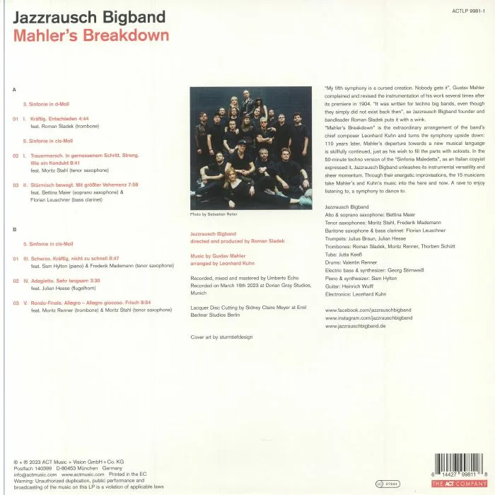 Back cover — JAZZRAUSCH BIGBAND — Mahler's Breakdown