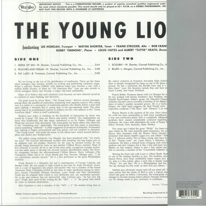 Back cover — The YOUNG LIONS — The Young Lions (remastered)