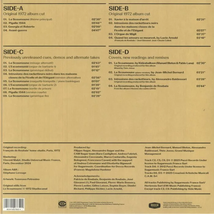Back cover — Francois DE ROUBAIX — La Scoumoune (Soundtrack)