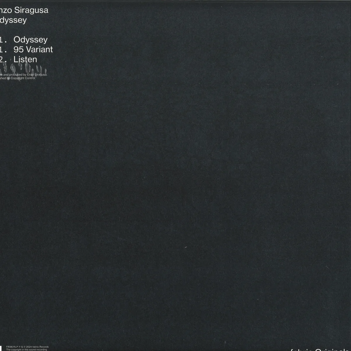 Back cover — Enzo Siragusa — Odyssey