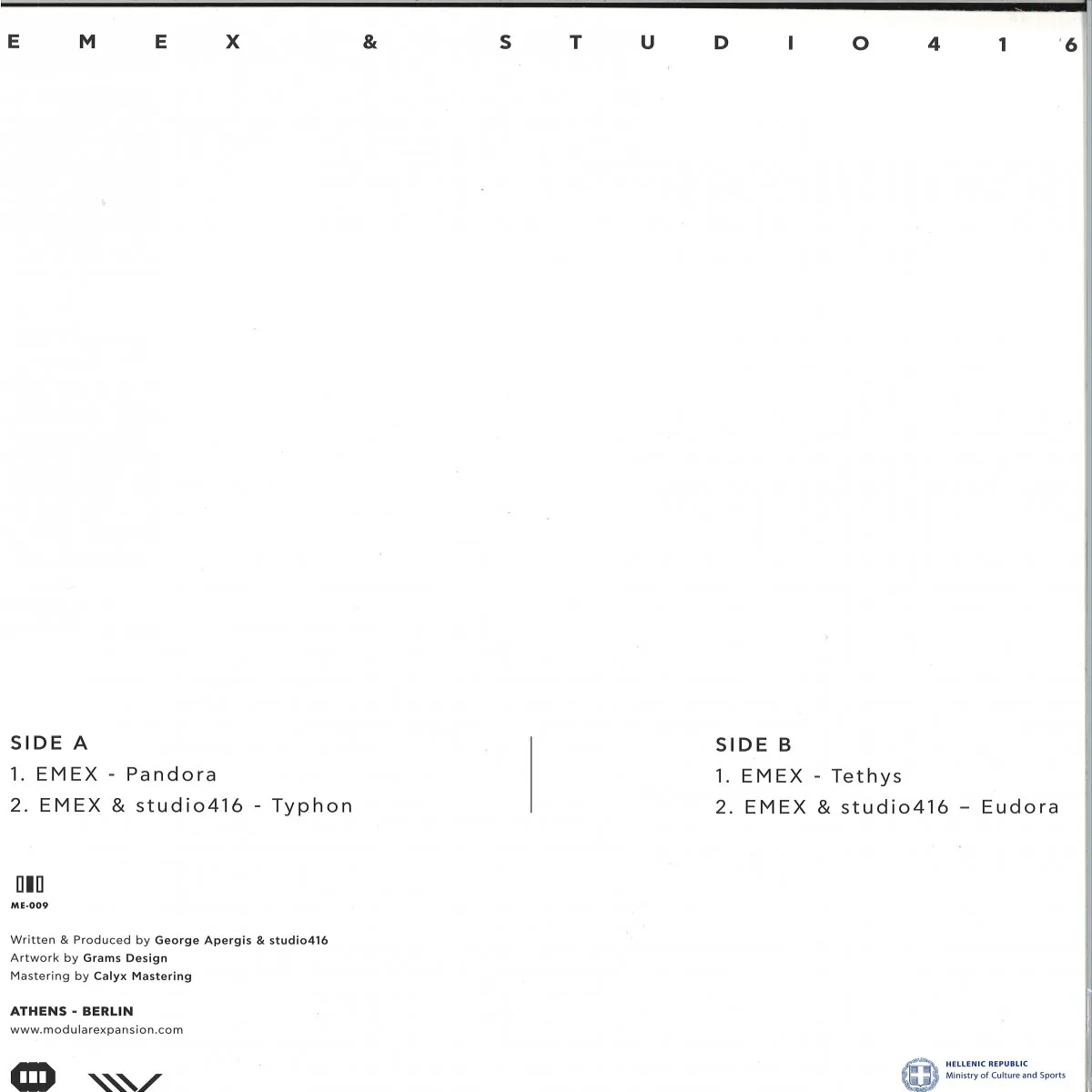 Back cover — Emex/Studio416 — Cluster Of Time EP