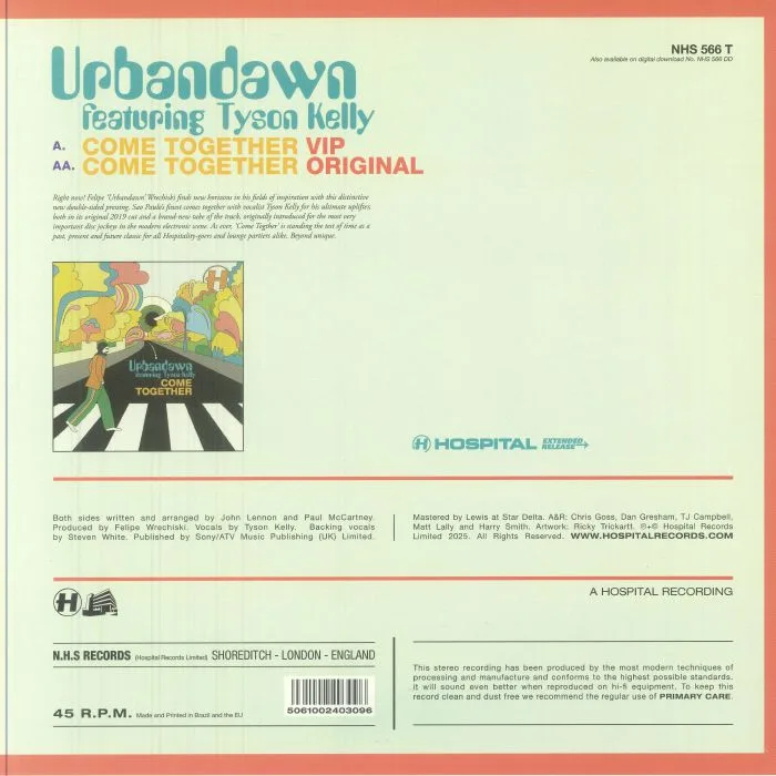 Back cover — URBANDAWN feat TYSON KELLY — Come Together VIP