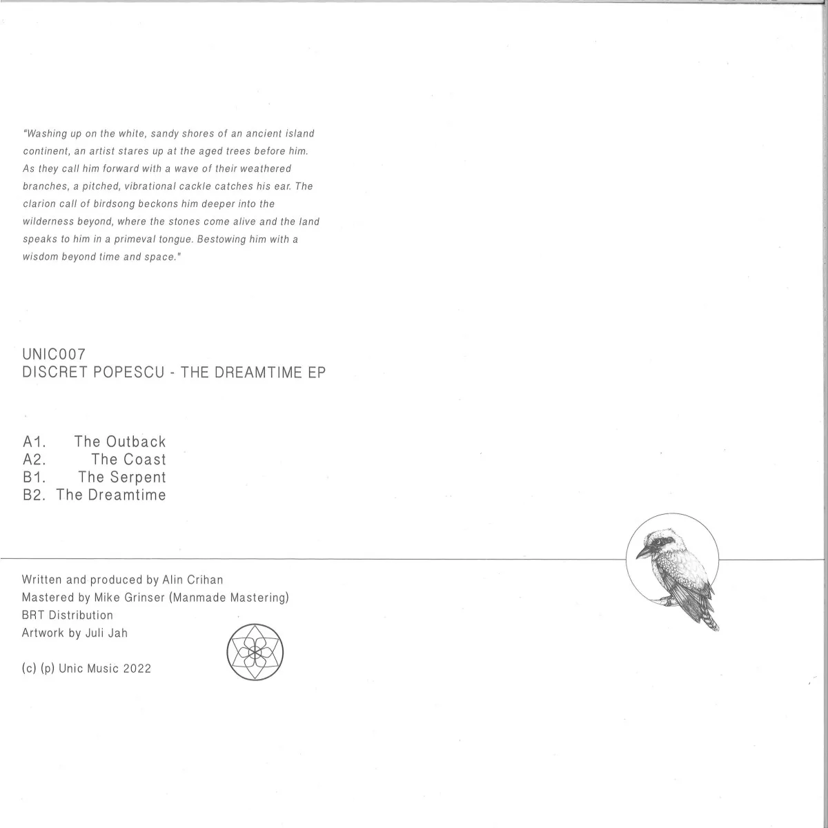 Обратная сторона обложки — Discret Popescu — The Dreamtime EP