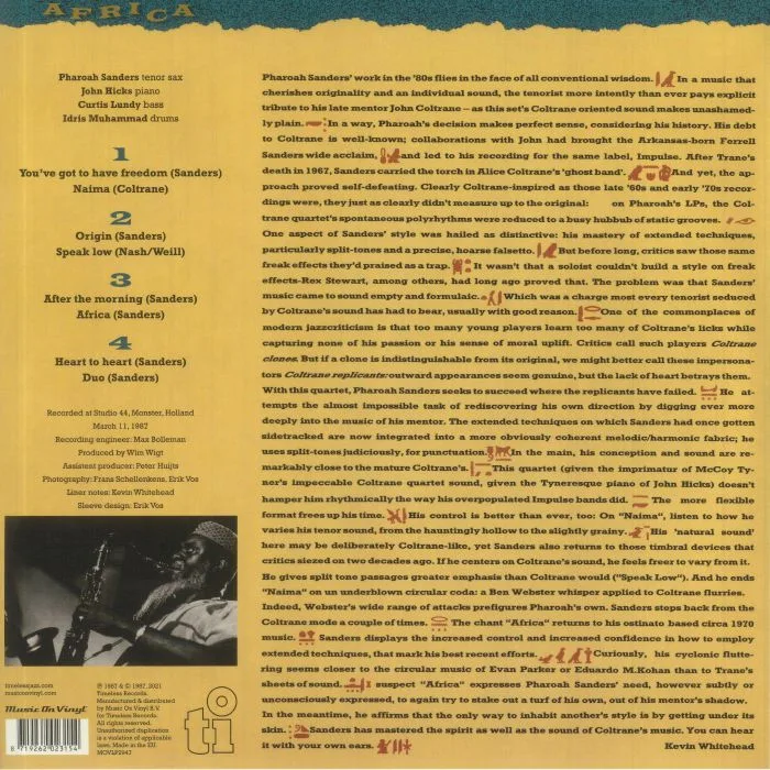 Обратная сторона обложки — Pharoah SANDERS — Africa