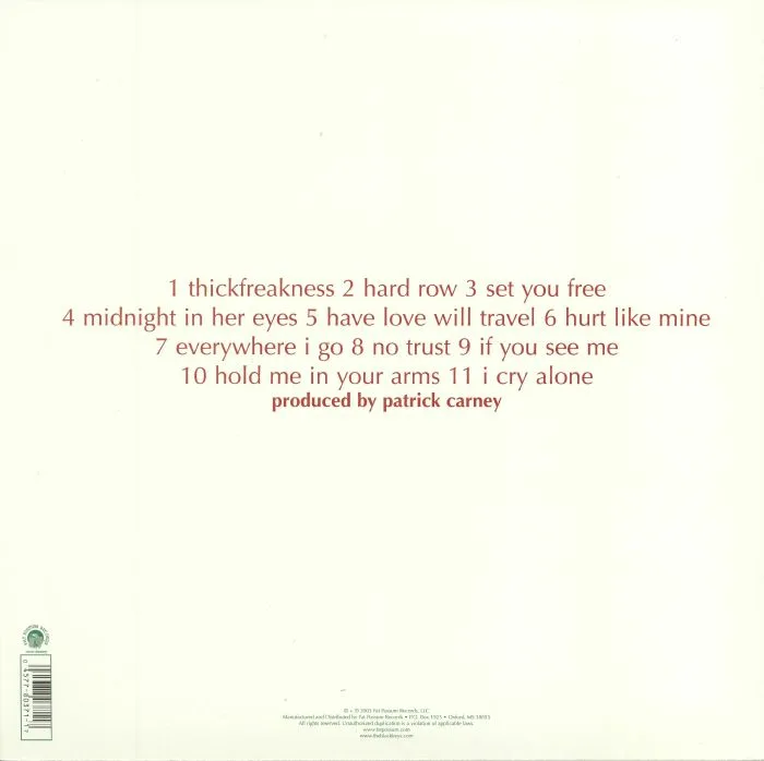 Back cover — The BLACK KEYS — Thickfreakness