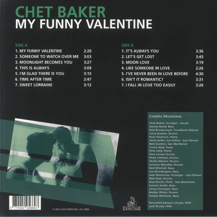 Back cover — Chet BAKER — My Funny Valentine (reissue)