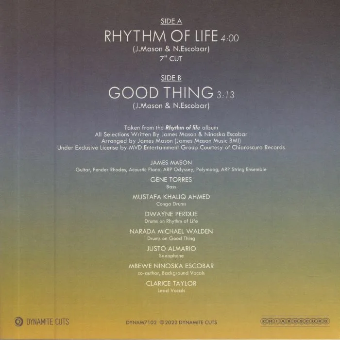 Back cover — James MASON — Rhythm Of Life