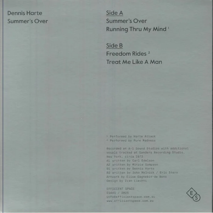 Обратная сторона обложки — Dennis HARTE — Summer's Over
