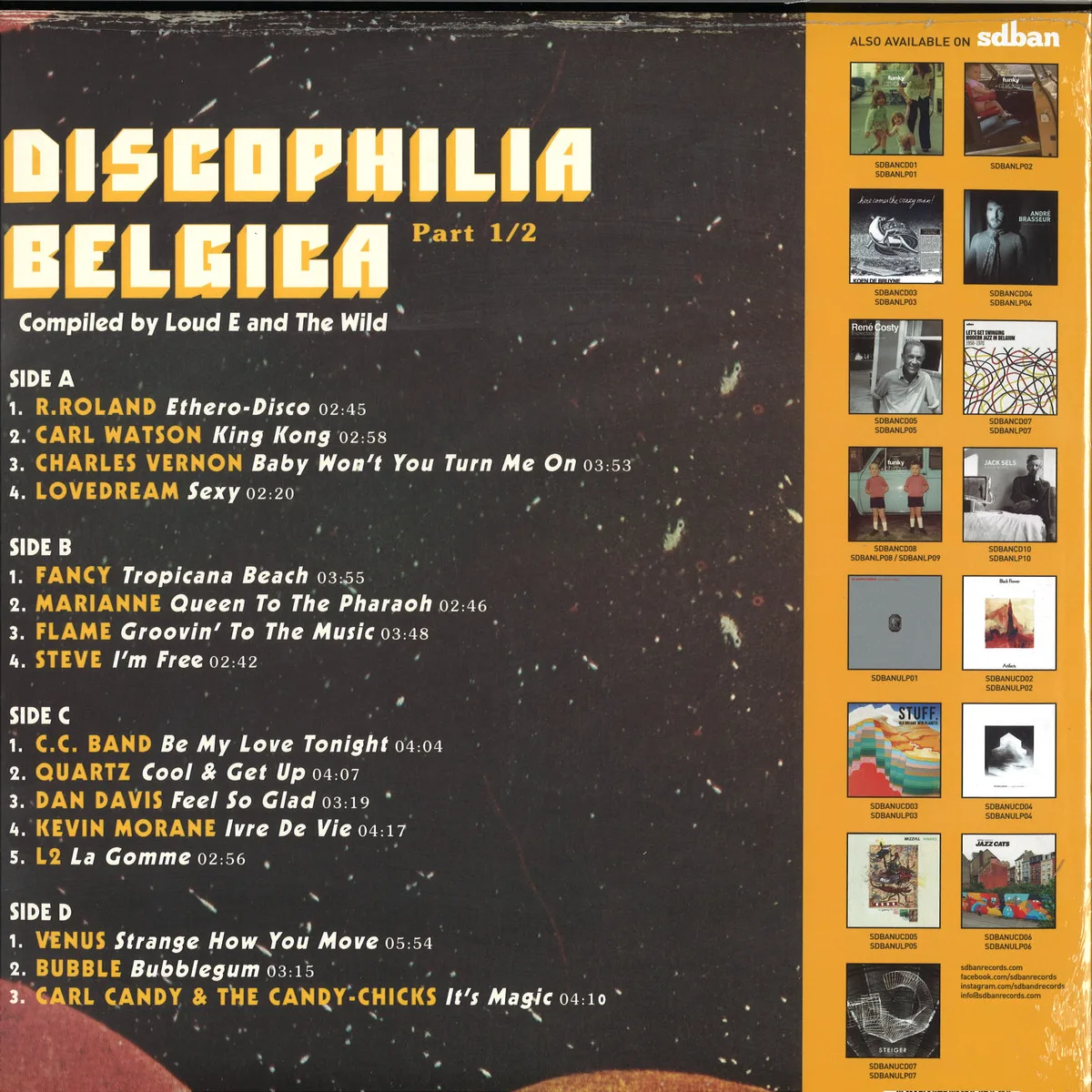 Обратная сторона обложки — Various — DISCOPHILIA BELGICA : NEXT-DOOR-DISCO & LOCAL SPACEMUSIC FROM BELGIUM 1975-1987 (PART 1)
