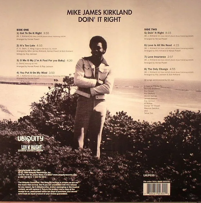 Обратная сторона обложки — Mike JAMES KIRKLAND — Doin' It Right
