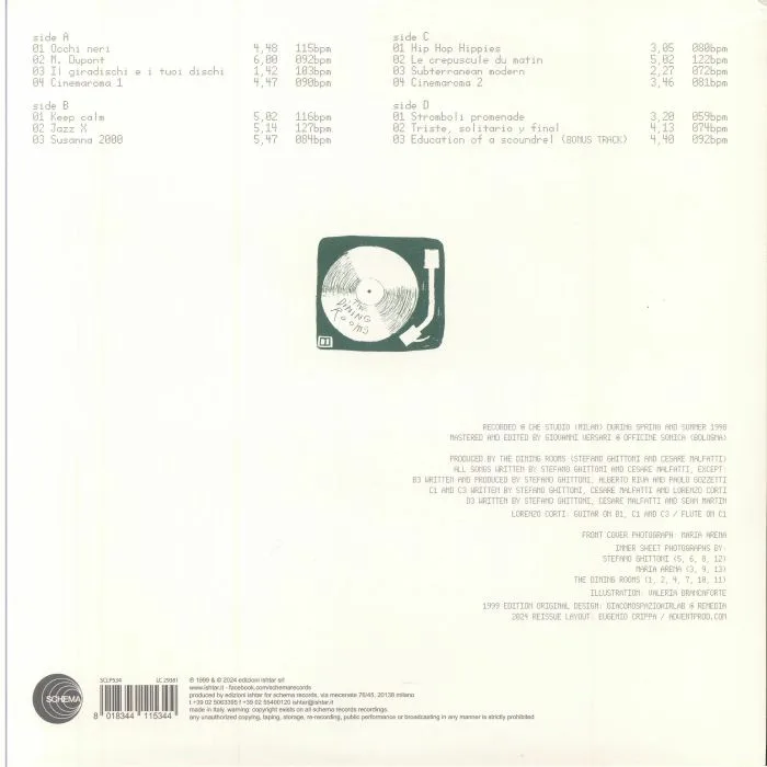 Back cover — The DINING ROOMS — Subterranean Modern Volume Uno (25th Anniversary Special Edition)